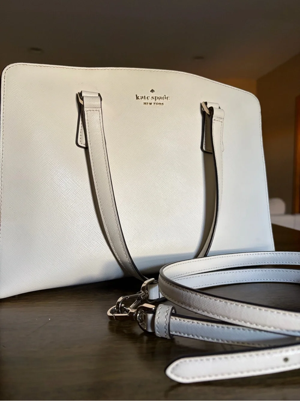 Ivory White Kate Spade Perry Purse W/ Detachable Strap - MSRP $399